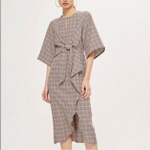 Topshop Plaid Knot Front Dress